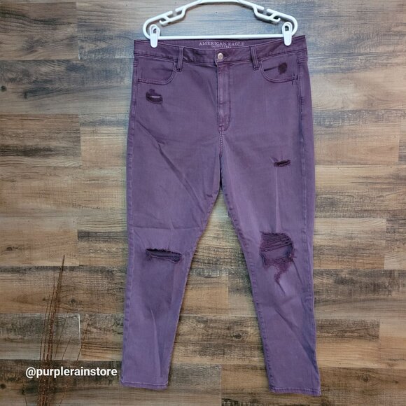 American Eagle Jeans 18 R Jegging Super Hi Rise Next Level Stretch X Purple - Picture 1 of 12
